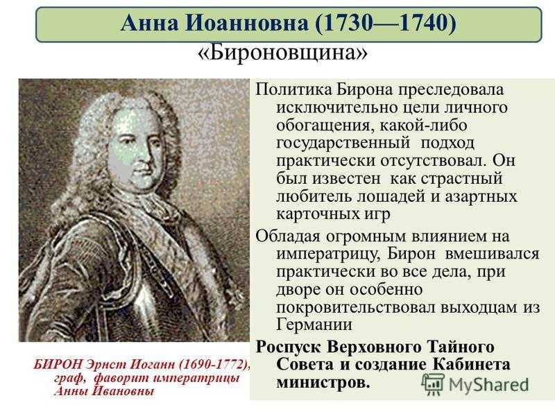 Внутренняя и внешняя политика анны ивановны